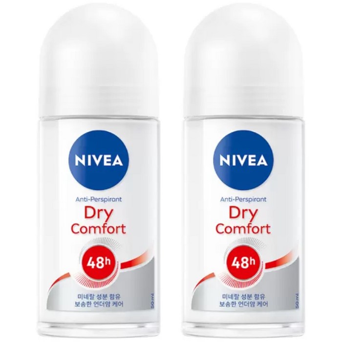 니베아 드라이 컴포트 롤온 데오드란트, 50ml, 2개